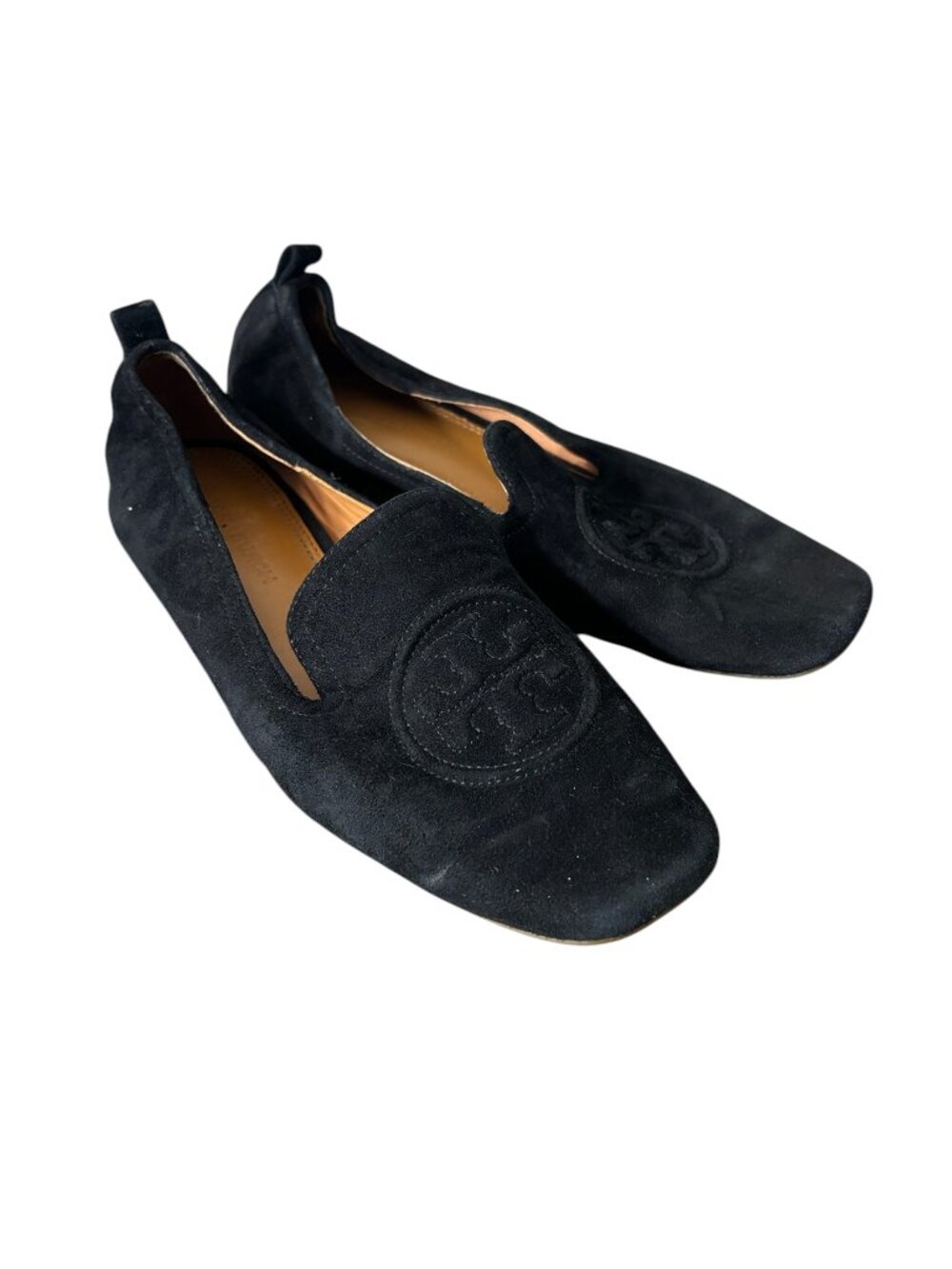 Tory Burch Leigh Elastic Loafers Black Suede Leather Size 6.5